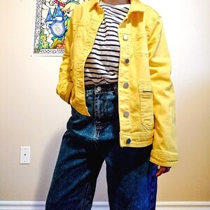 Tribal Yellow Denim Women's Jacket Size M